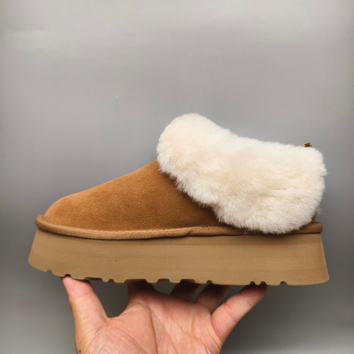 1393 Chestnut Suede-Effect Platform Slip-On Shoes