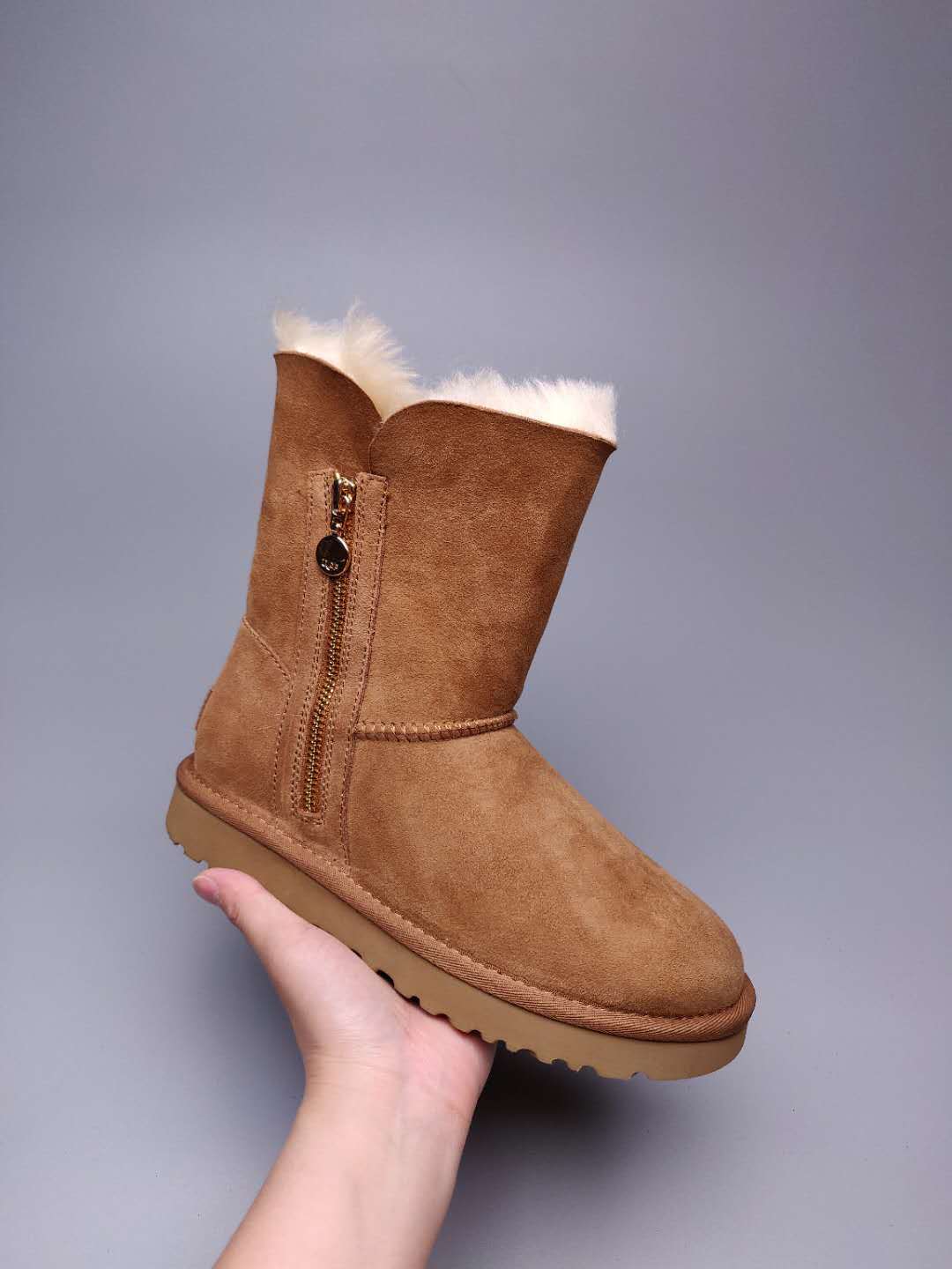 2480 Chestnut Side-Zip Mid-Calf Boots