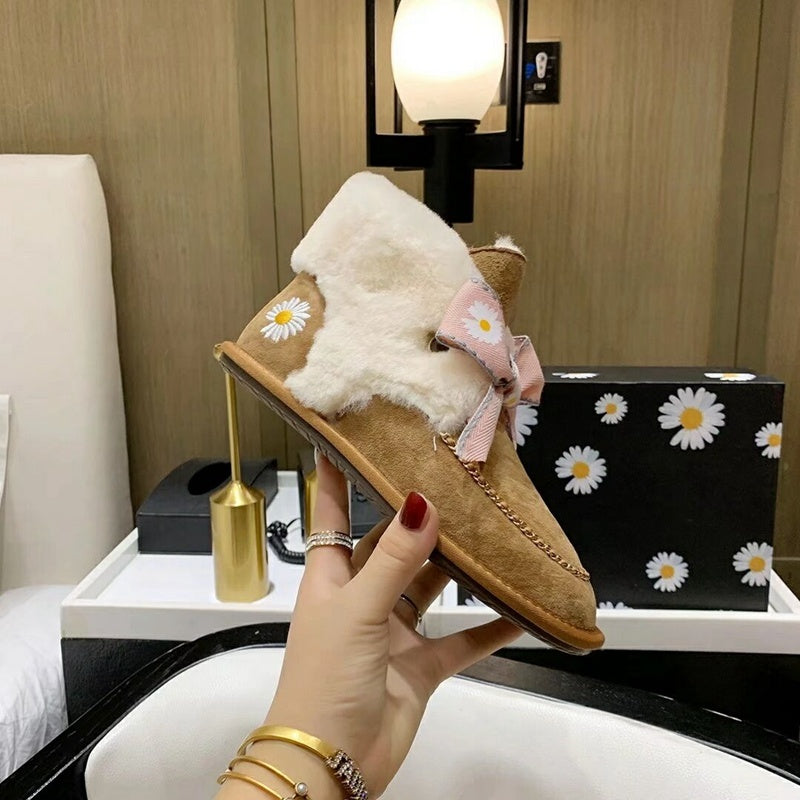 7888 Chestnut Daisy Chain-and-Ribbon Detail Shoes