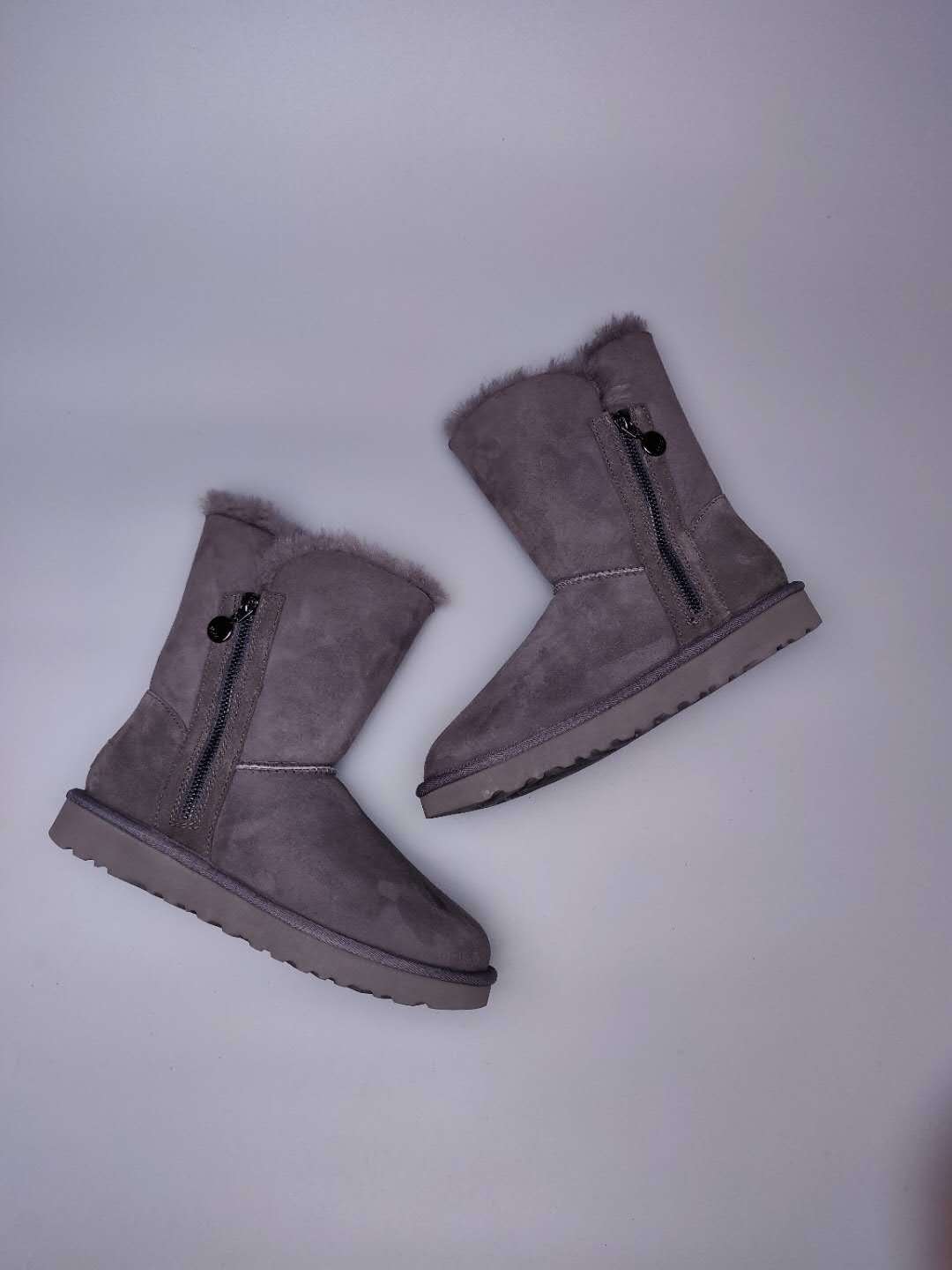 2480 Grey Side-Zip Mid-Calf Boots