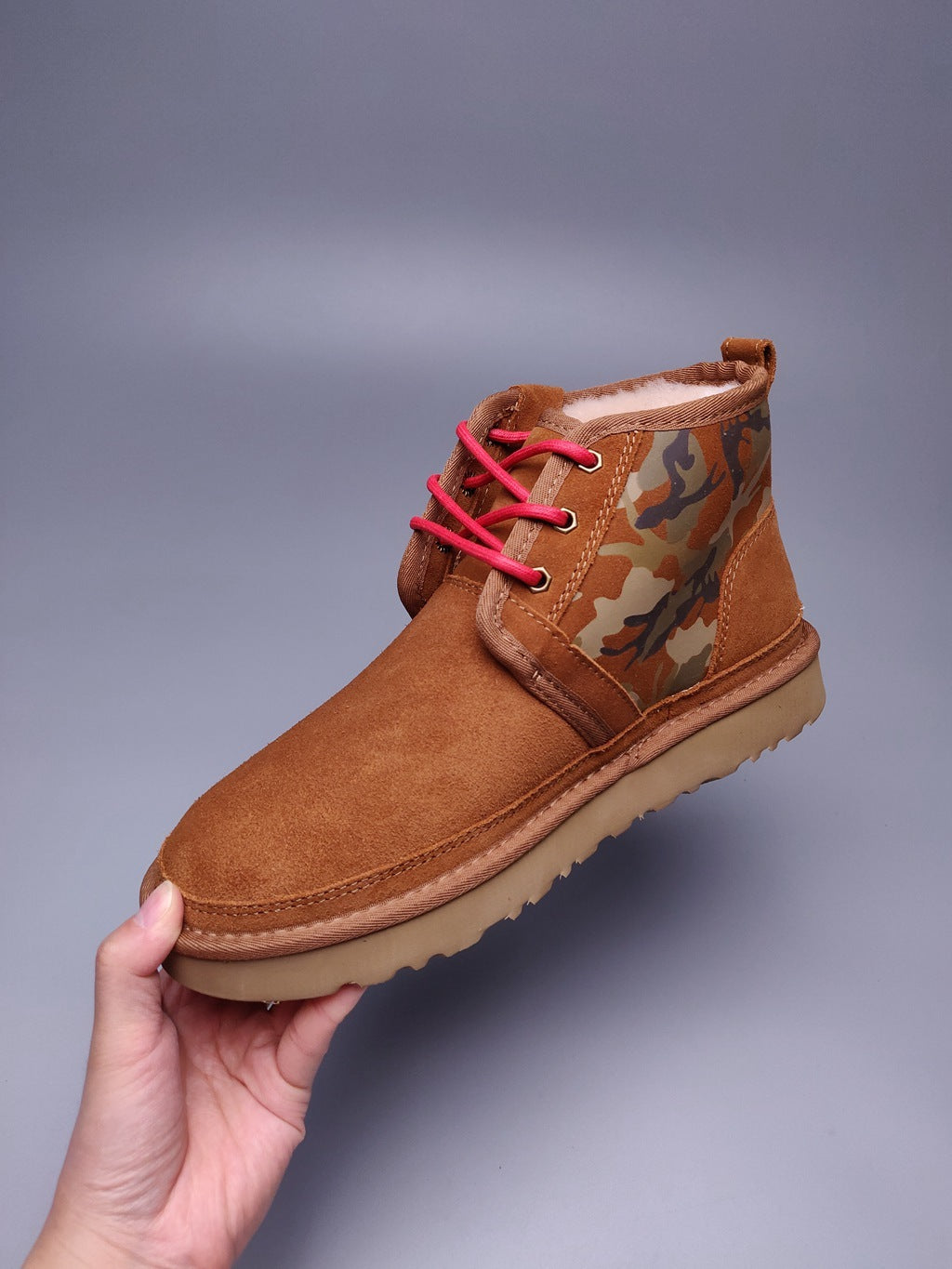 4193 Chestnut Men's Color-Block Camouflage Shoes