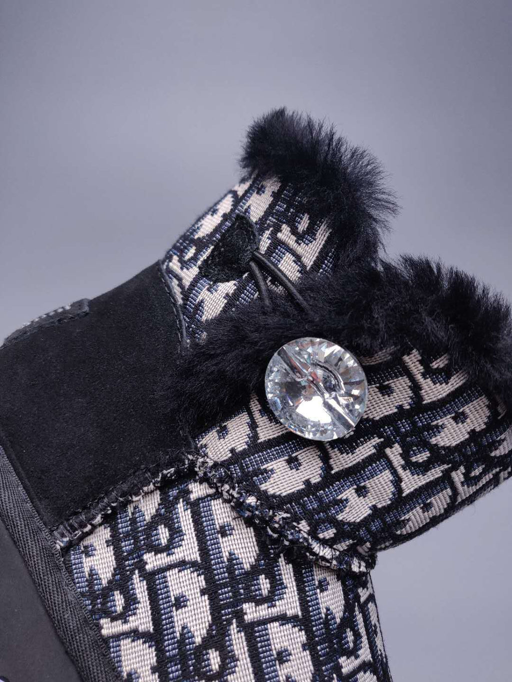 6554 Black Fabric-Texture Shoes