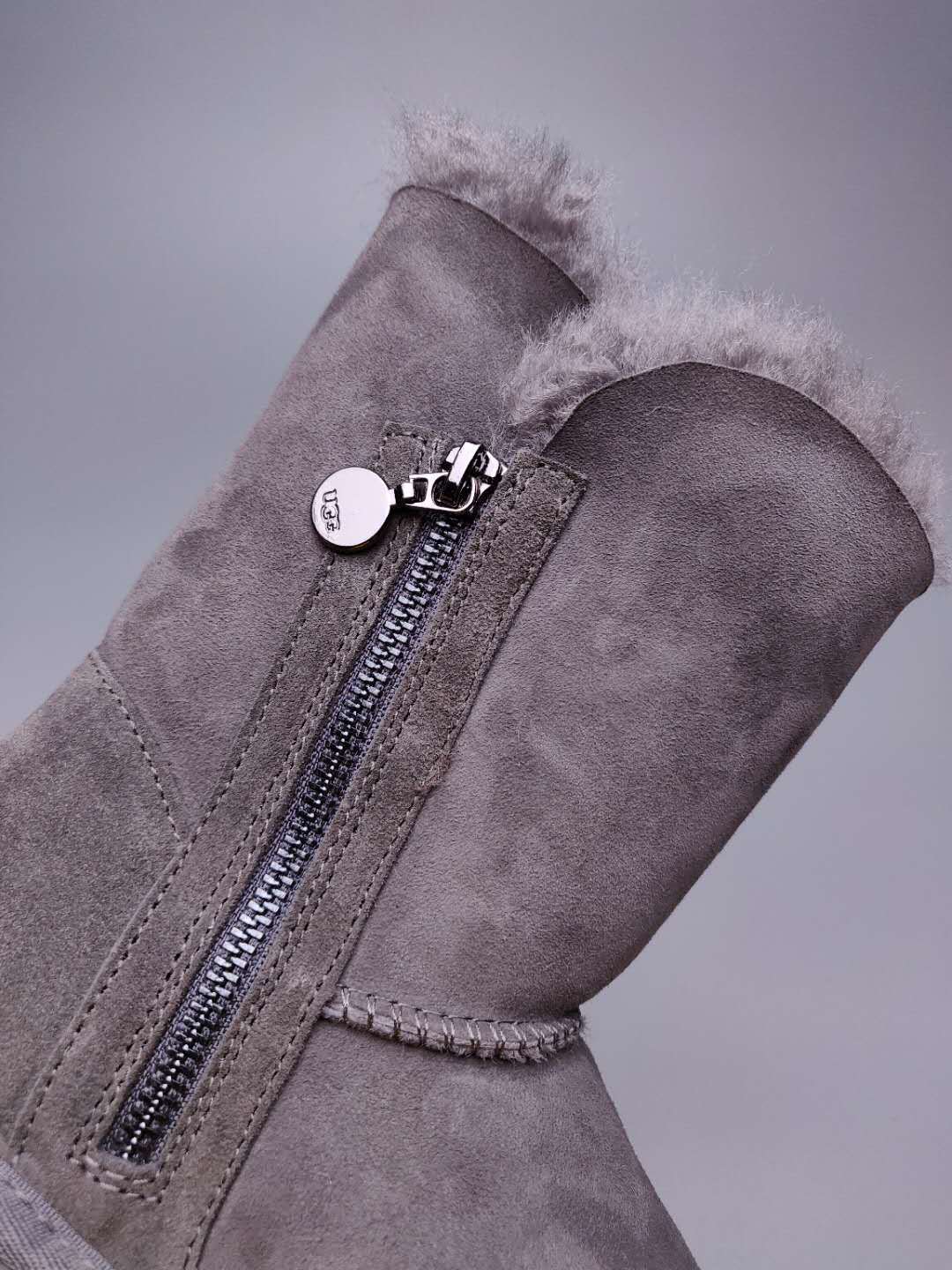 2480 Grey Side-Zip Mid-Calf Boots