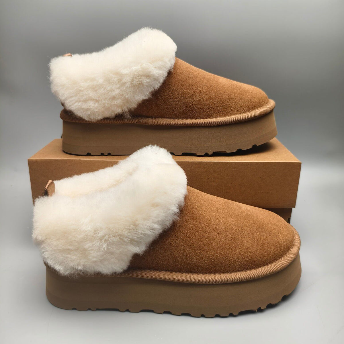 1393 Chestnut Suede-Effect Platform Slip-On Shoes