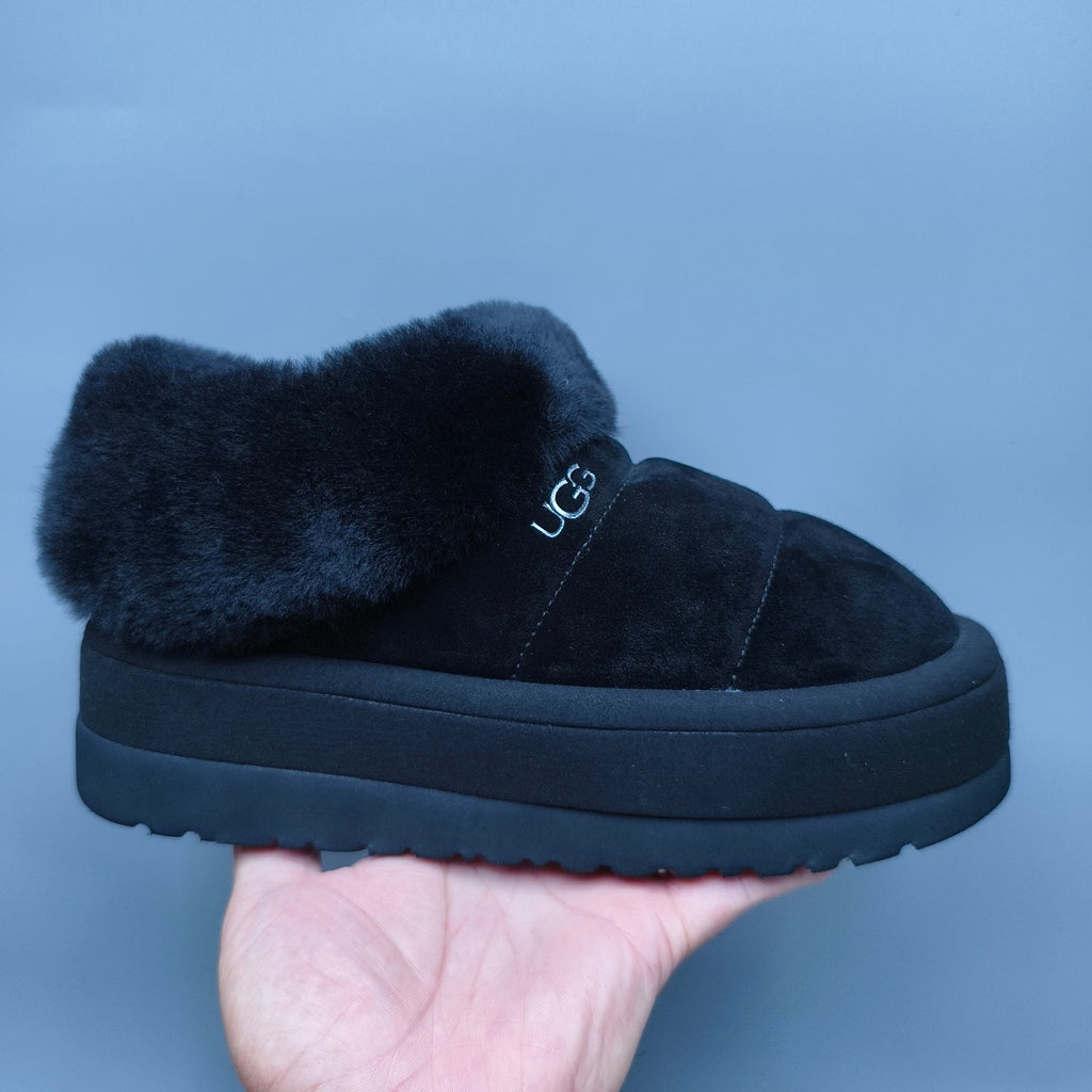 6390 Black Platform Slip-On Casual Shoes