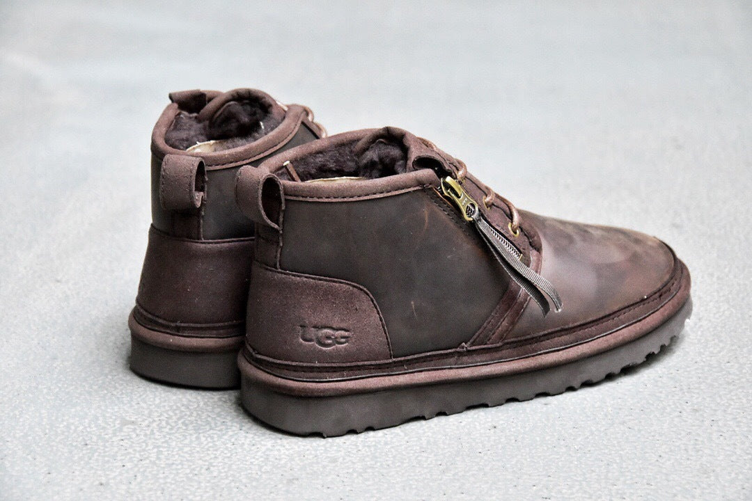 3883 Men's Crazy Horse Leather Zip-Up Shoes