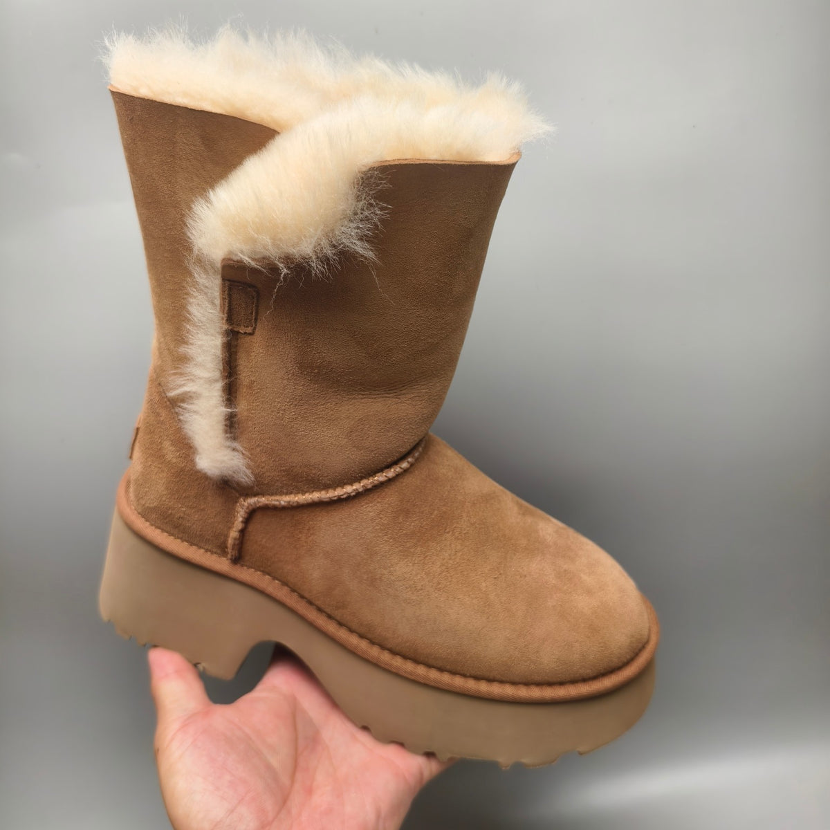 1533 Chestnut Women's Platform Wedge Mid-Calf Boots