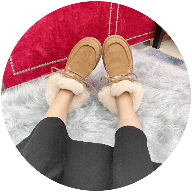 3090 Chestnut Lace-Up Ankle Boots with Plush Trim