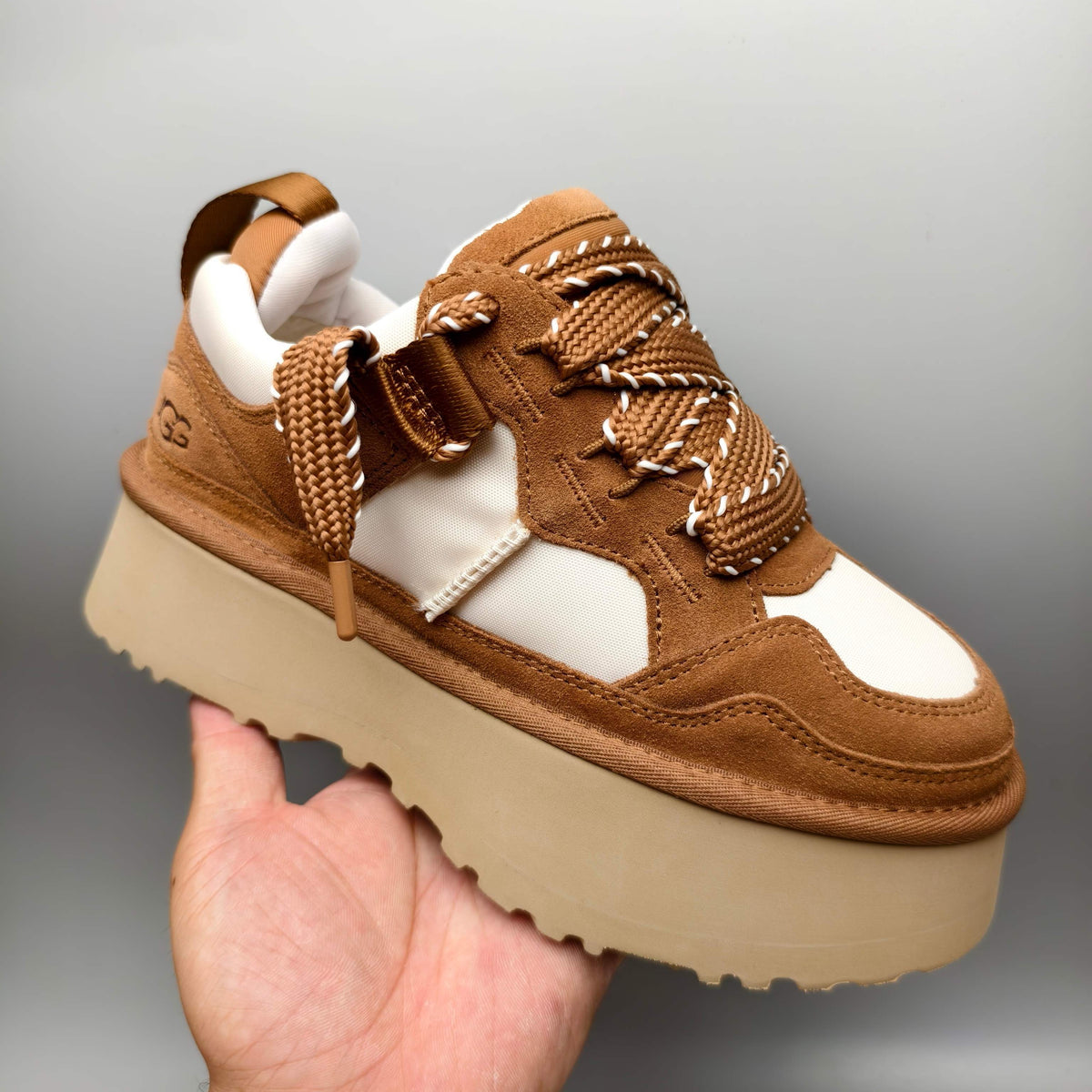 1541 Chestnut Chunky Platform Lace-Up Sneakers