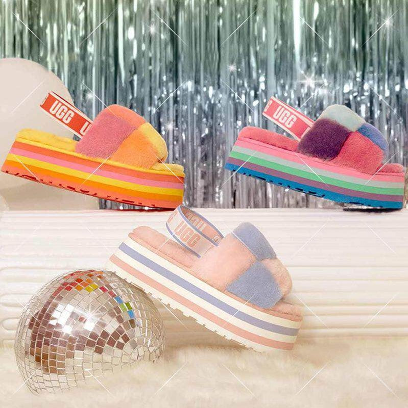 3490 Yellow Color-Block Platform Sandals