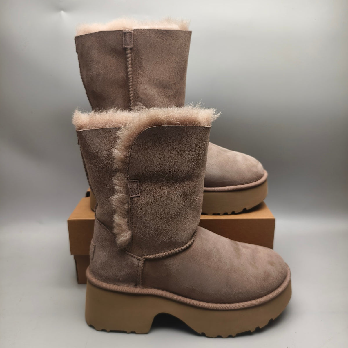 1533 Walnut Brown Women's Platform Wedge Mid-Calf Boots