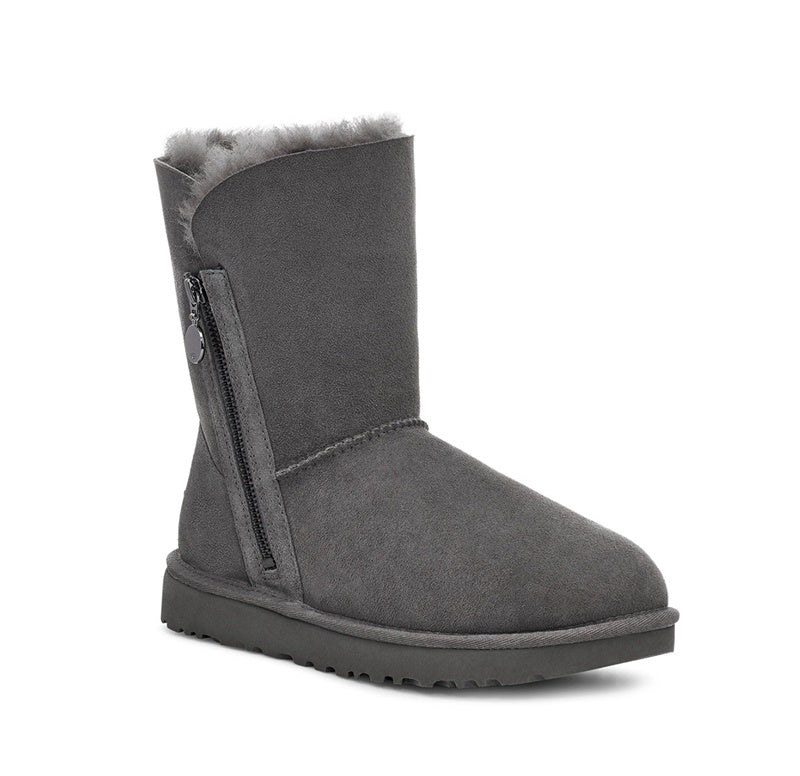 2480 Grey Side-Zip Mid-Calf Boots