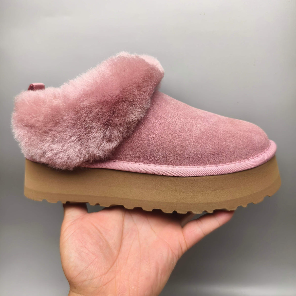 1393 Pink Suede-Effect Platform Slip-On Shoes