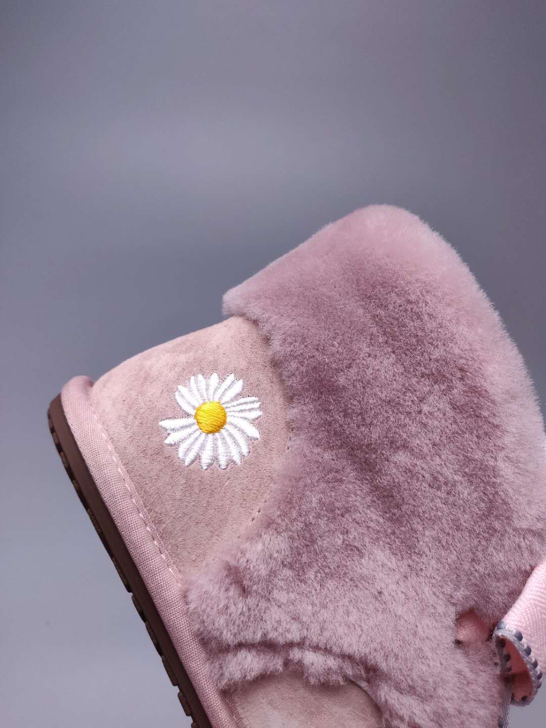 7888 Muted Pink Daisy Chain-and-Ribbon Detail Shoes