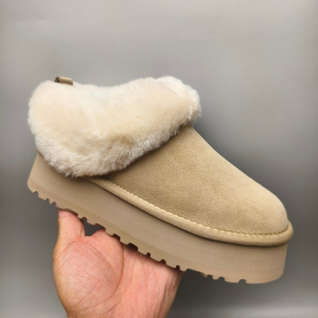 1393 Sand Suede-Effect Platform Slip-On Shoes