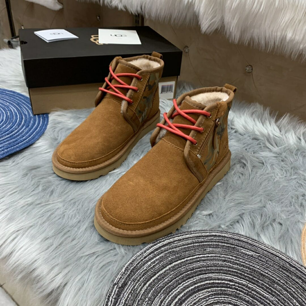 4193 Chestnut Men's Color-Block Camouflage Shoes