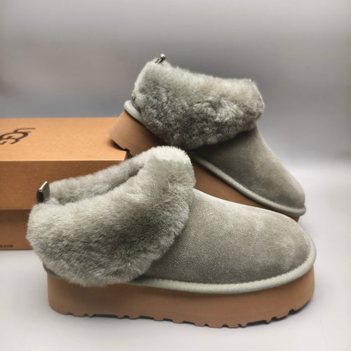 1393 Green Suede-Effect Platform Slip-On Shoes
