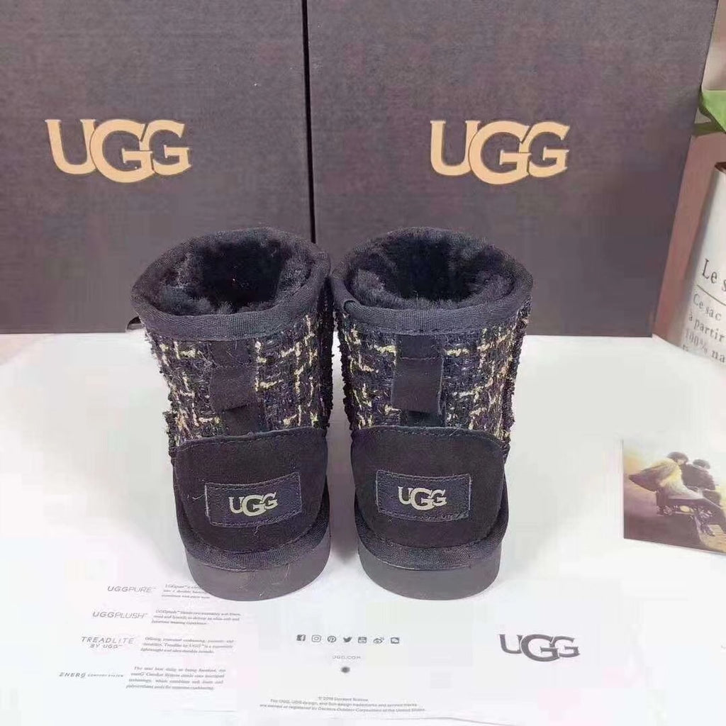 5854 Chic Black Kids' Winter Boots