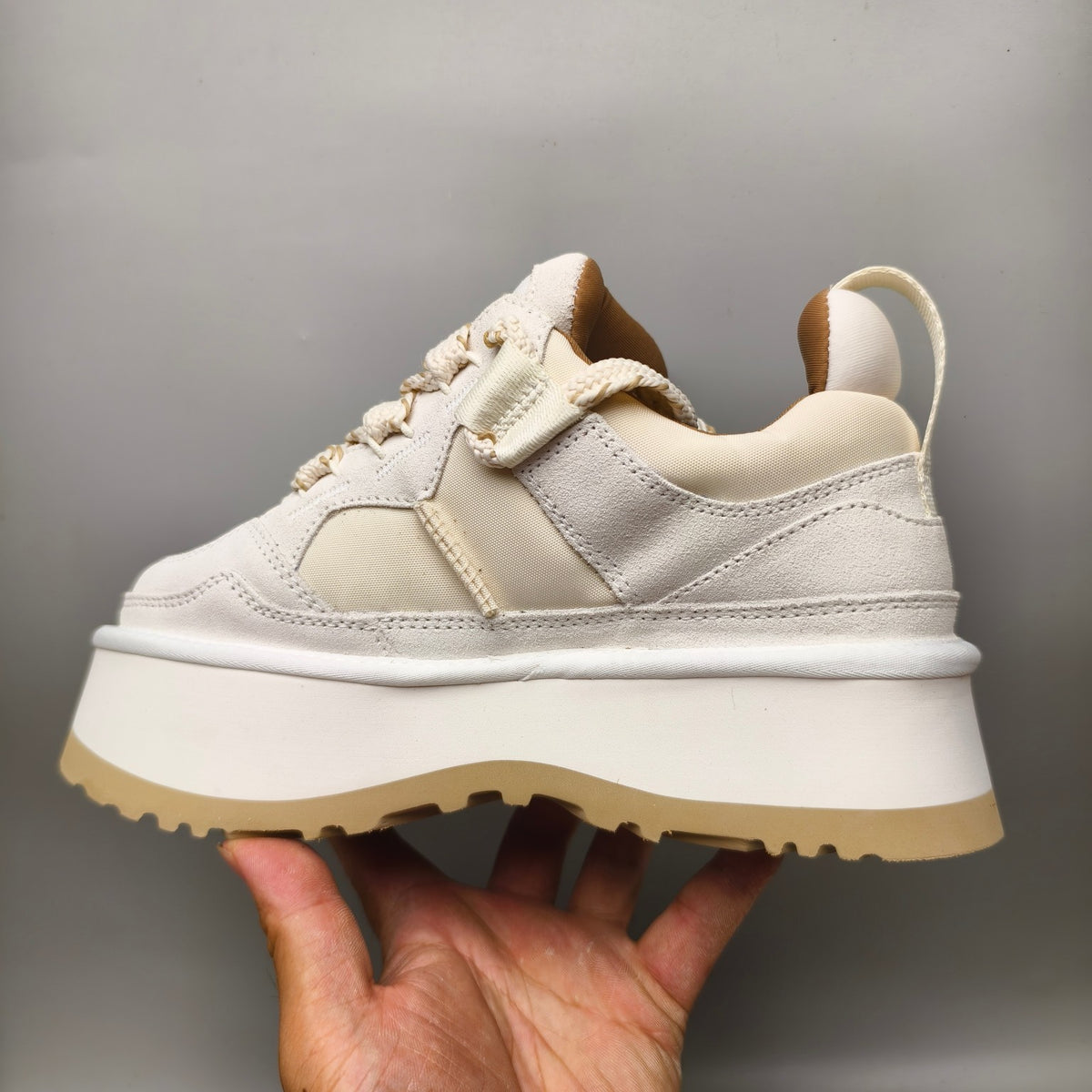 1541 White Chunky Platform Lace-Up Sneakers