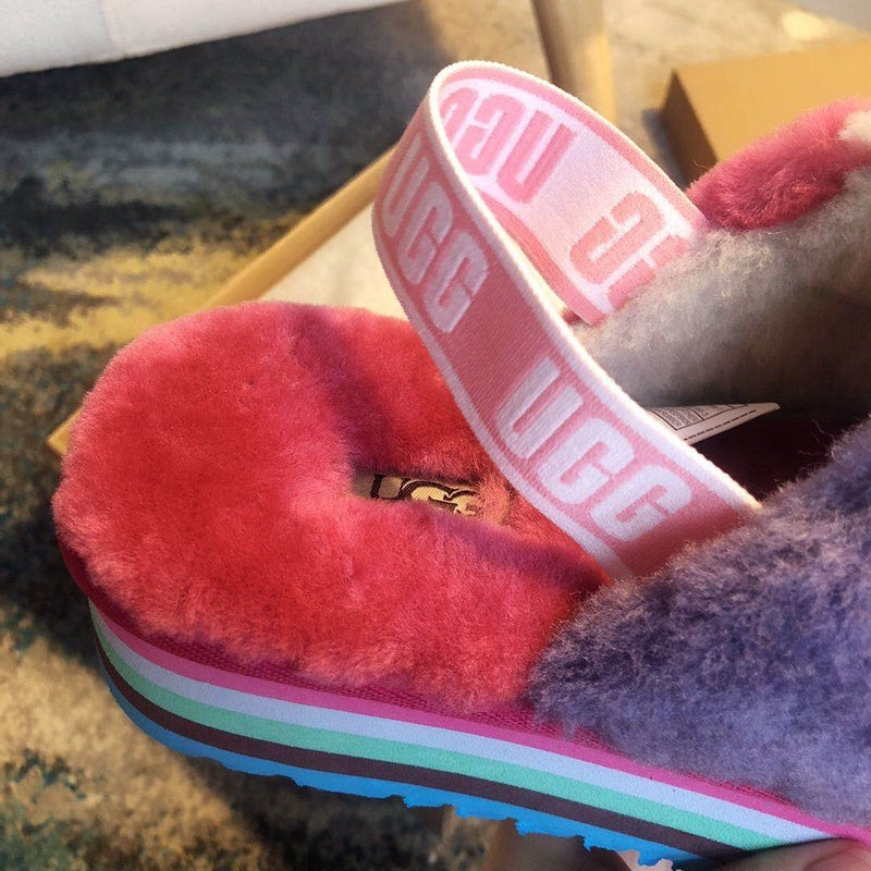 3490 Fuchsia Color-Block Platform Sandals