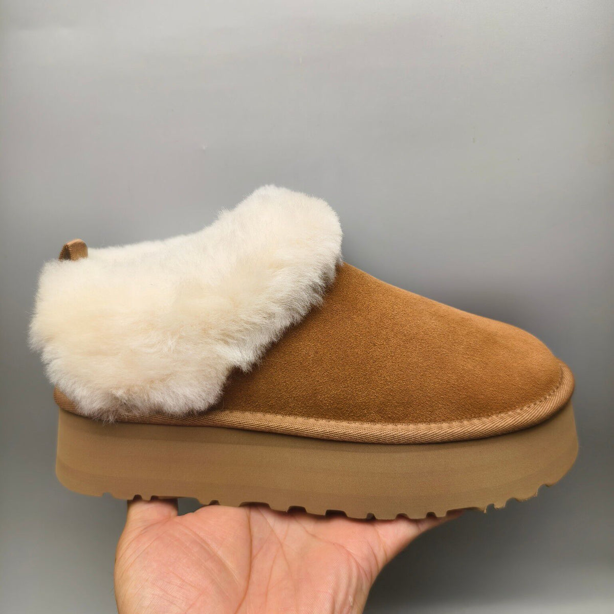 1393 Chestnut Suede-Effect Platform Slip-On Shoes
