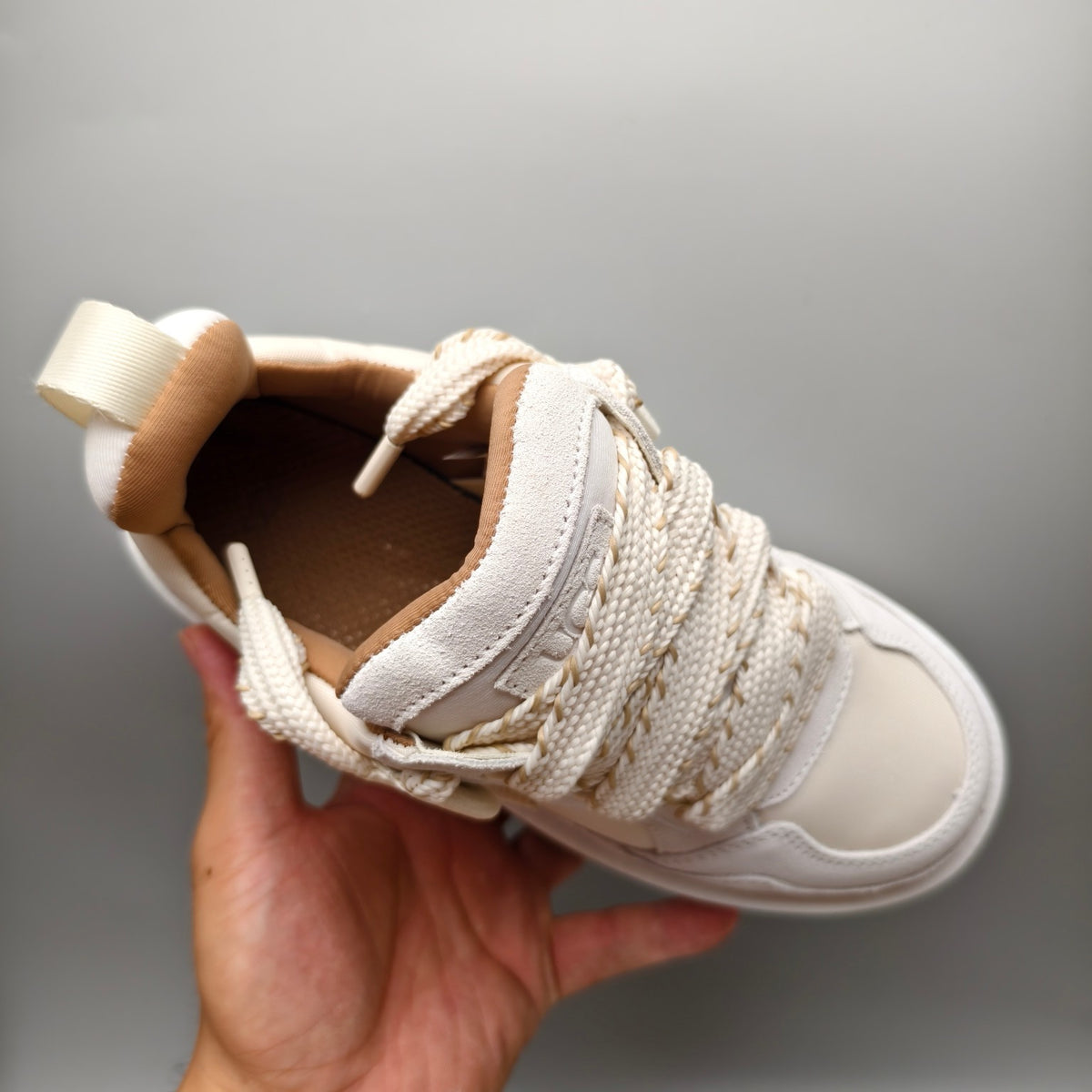 1541 White Chunky Platform Lace-Up Sneakers