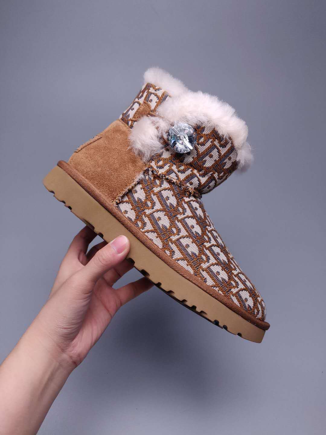 6554 Chestnut Fabric-Texture Shoes