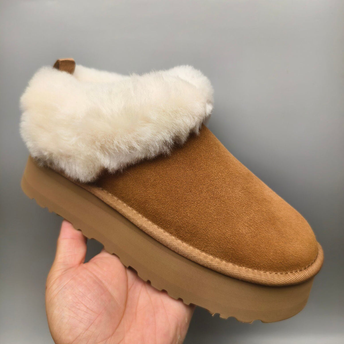 1393 Chestnut Suede-Effect Platform Slip-On Shoes