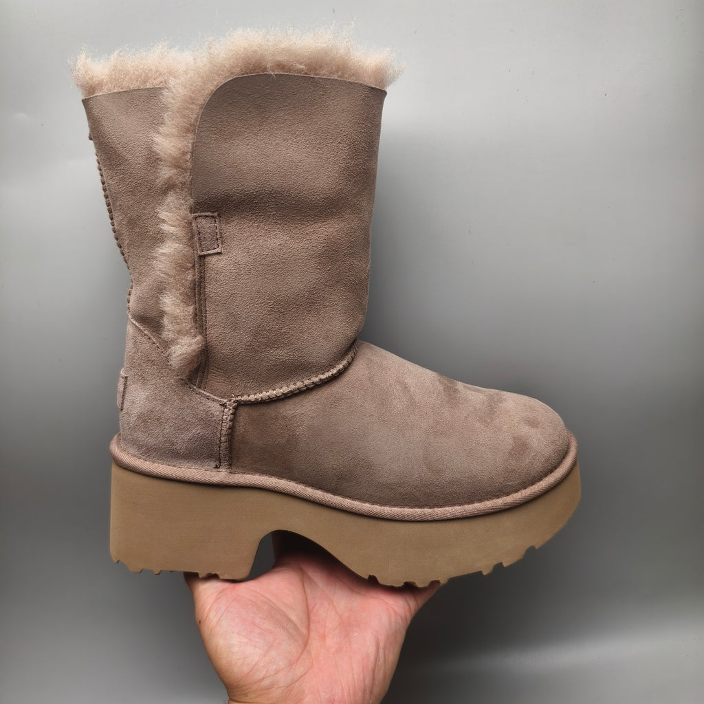 1533 Walnut Brown Women's Platform Wedge Mid-Calf Boots