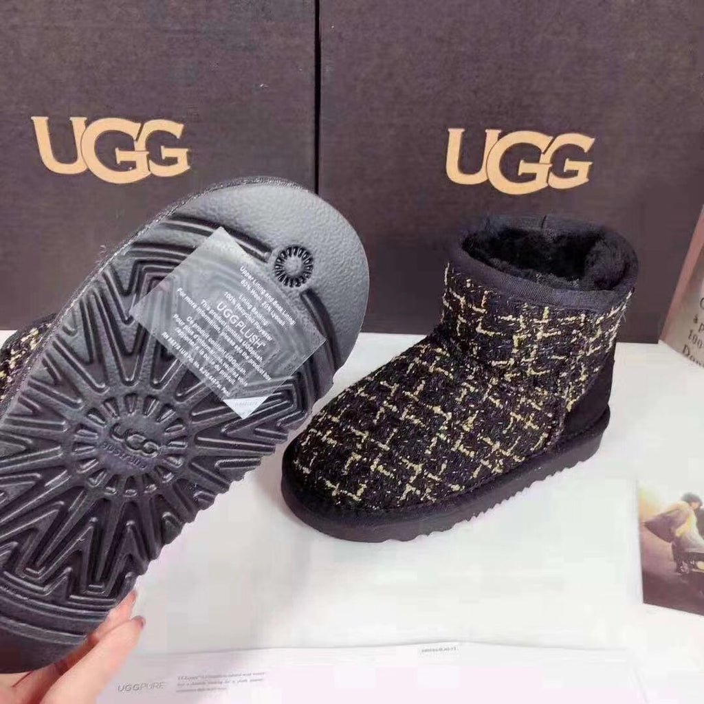 5854 Chic Black Kids' Winter Boots