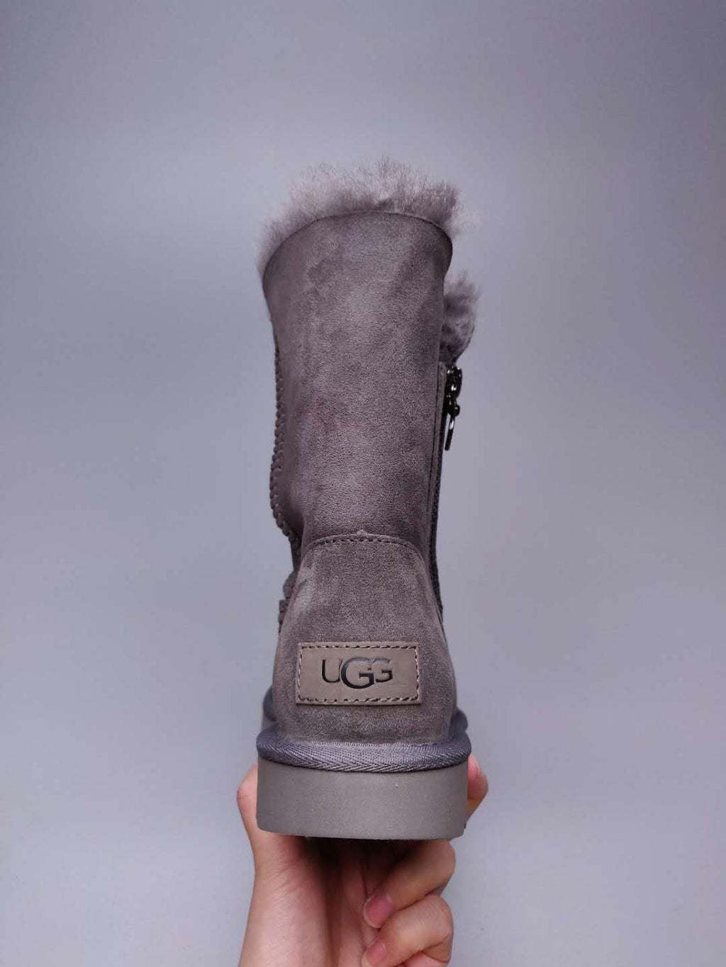 2480 Grey Side-Zip Mid-Calf Boots