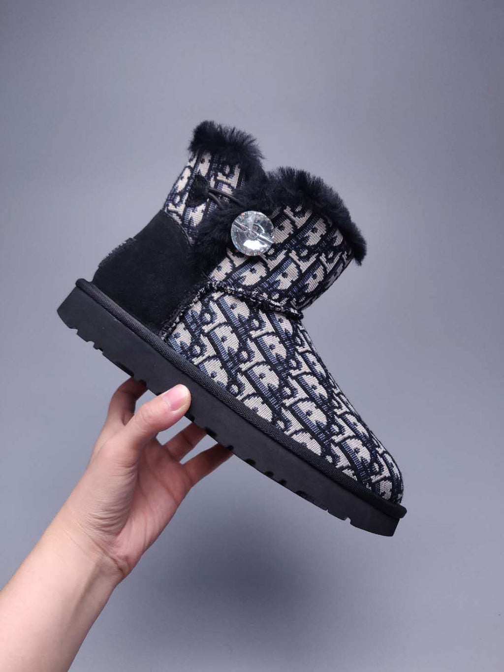 6554 Black Fabric-Texture Shoes