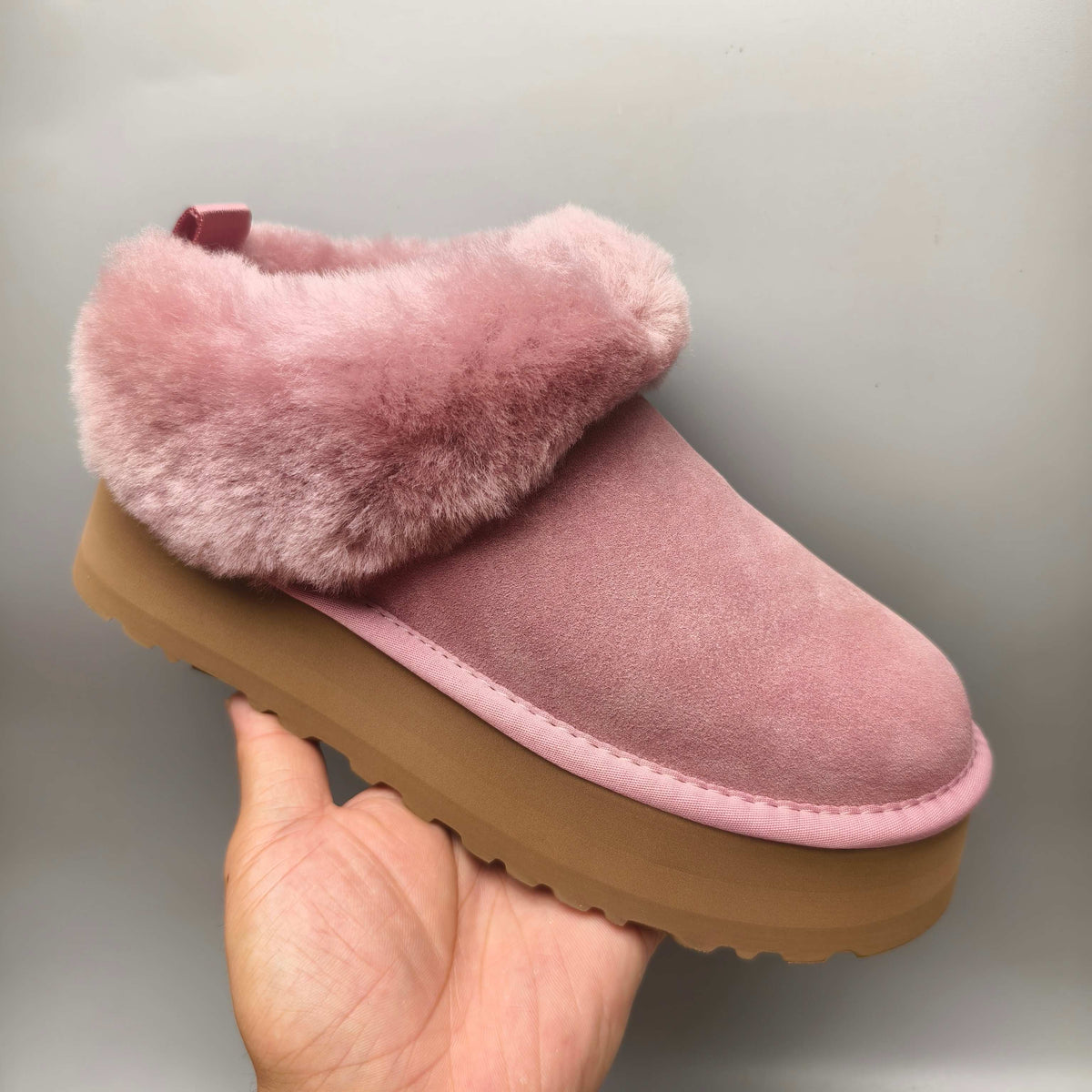 1393 Pink Suede-Effect Platform Slip-On Shoes