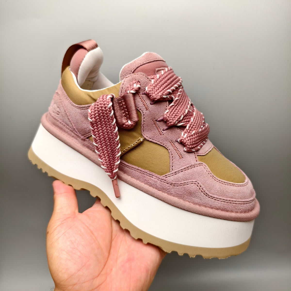 1541 Pink Chunky Platform Lace-Up Sneakers