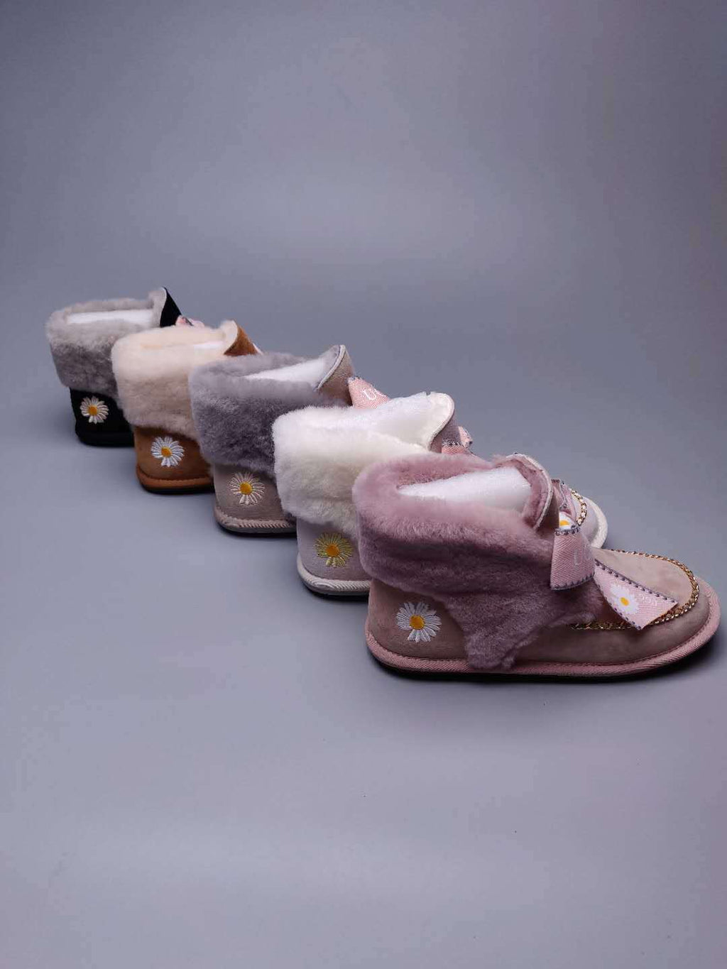 7888 Muted Pink Daisy Chain-and-Ribbon Detail Shoes