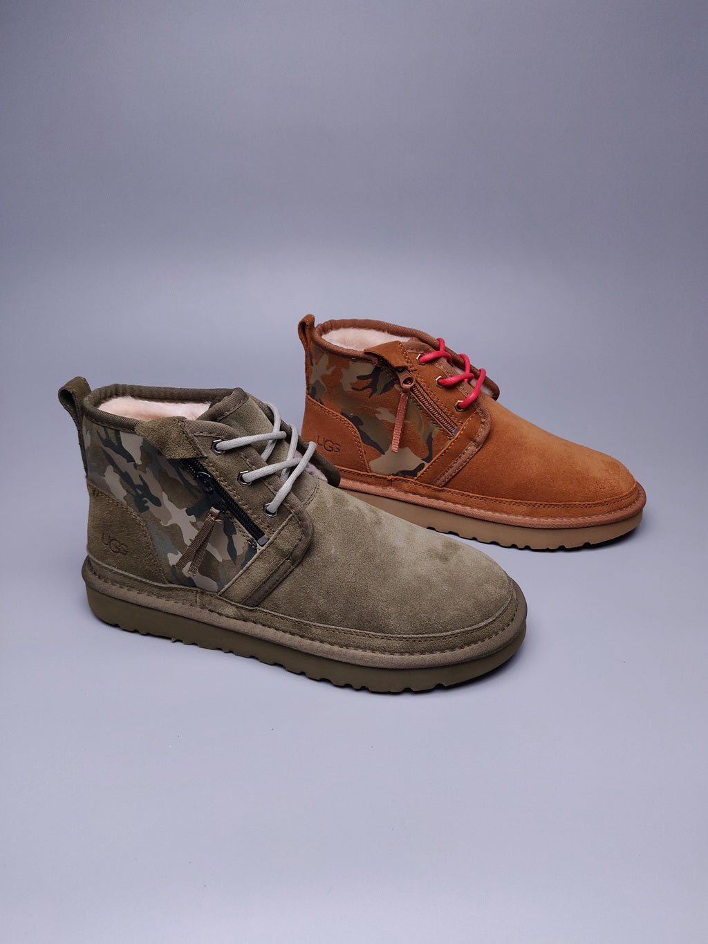 4193 Army Green Men's Color-Block Camouflage Shoes
