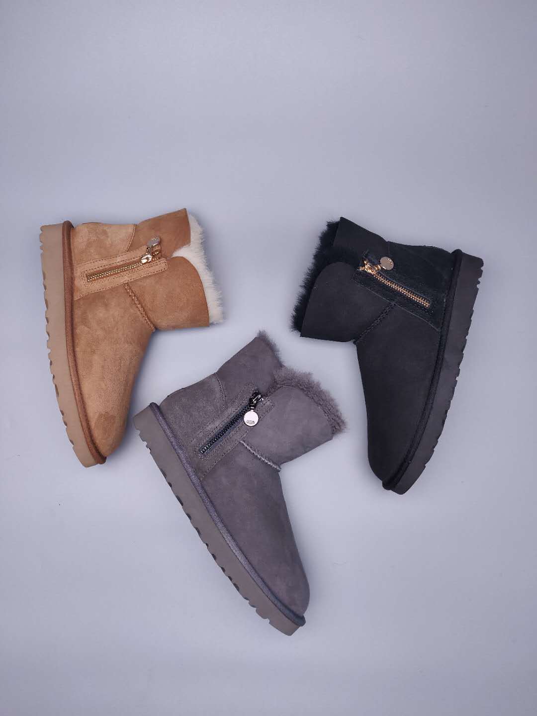 2481 Grey Side-Zip Ankle Boots