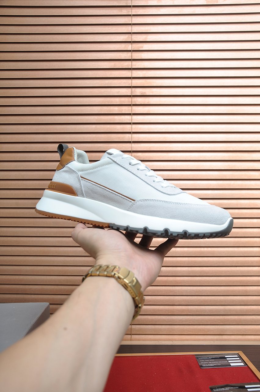 Brunello Cucinelli Contrast Panel Low-Top Sneakers